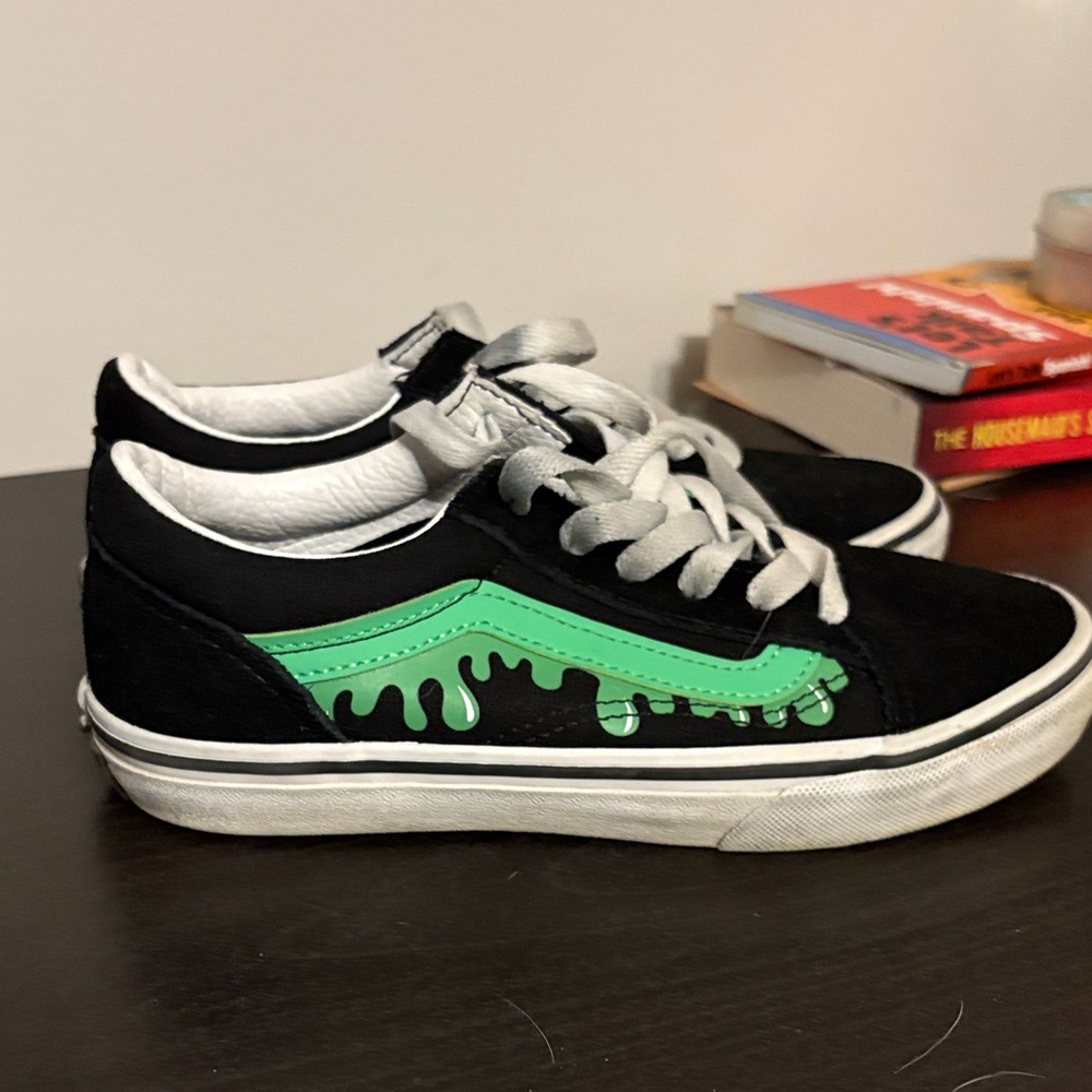 Vans Kids Black and Green Sneakers